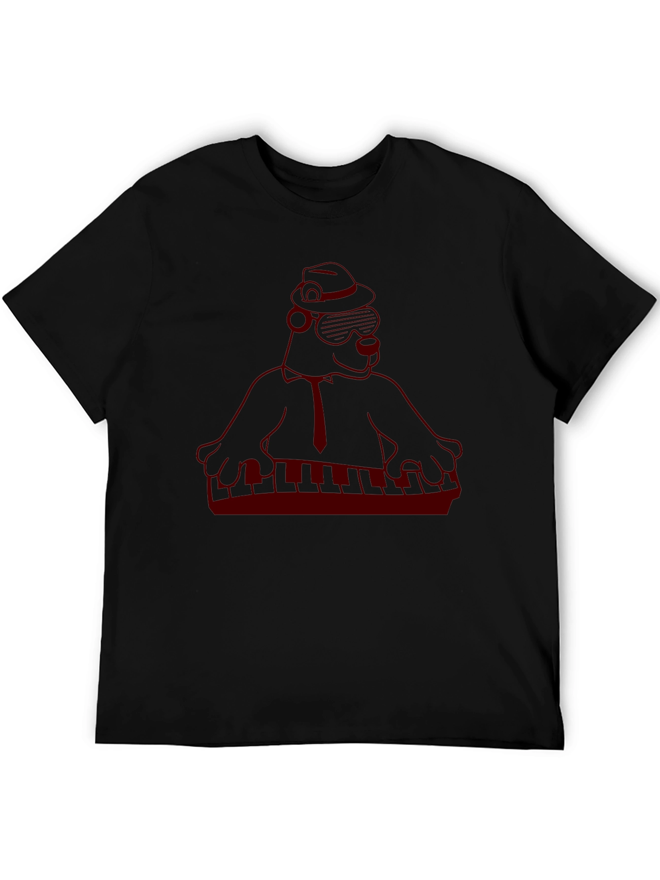Cool Cartoon Gorilla Musician Black T-Shirt