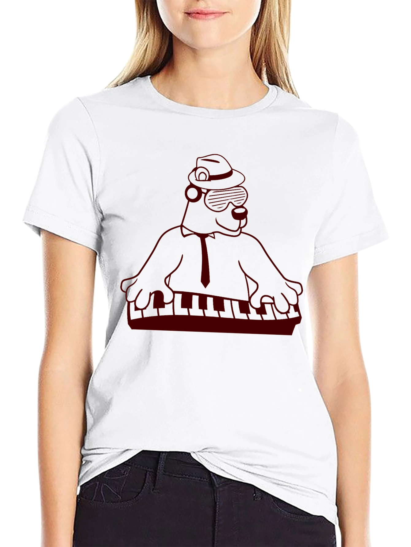 Cool Cartoon Gorilla Musician Black T-Shirt