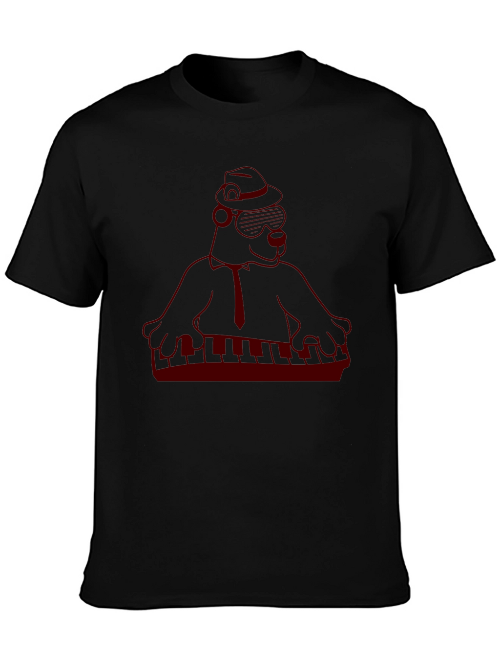 Cool Cartoon Gorilla Musician Black T-Shirt