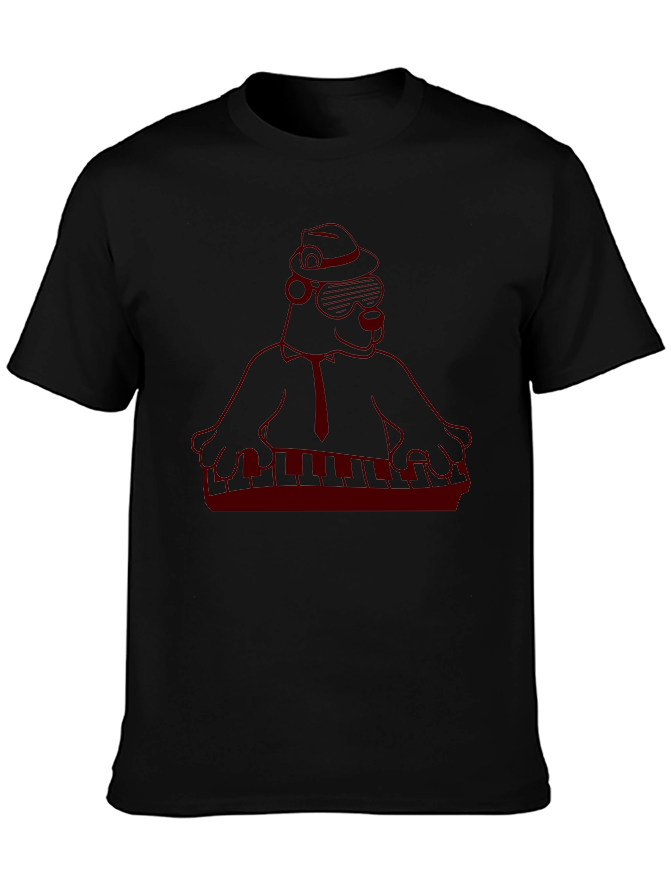 Cool Cartoon Gorilla Musician Black T-Shirt