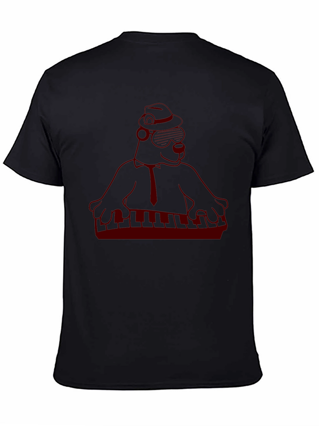 Cool Cartoon Gorilla Musician Black T-Shirt