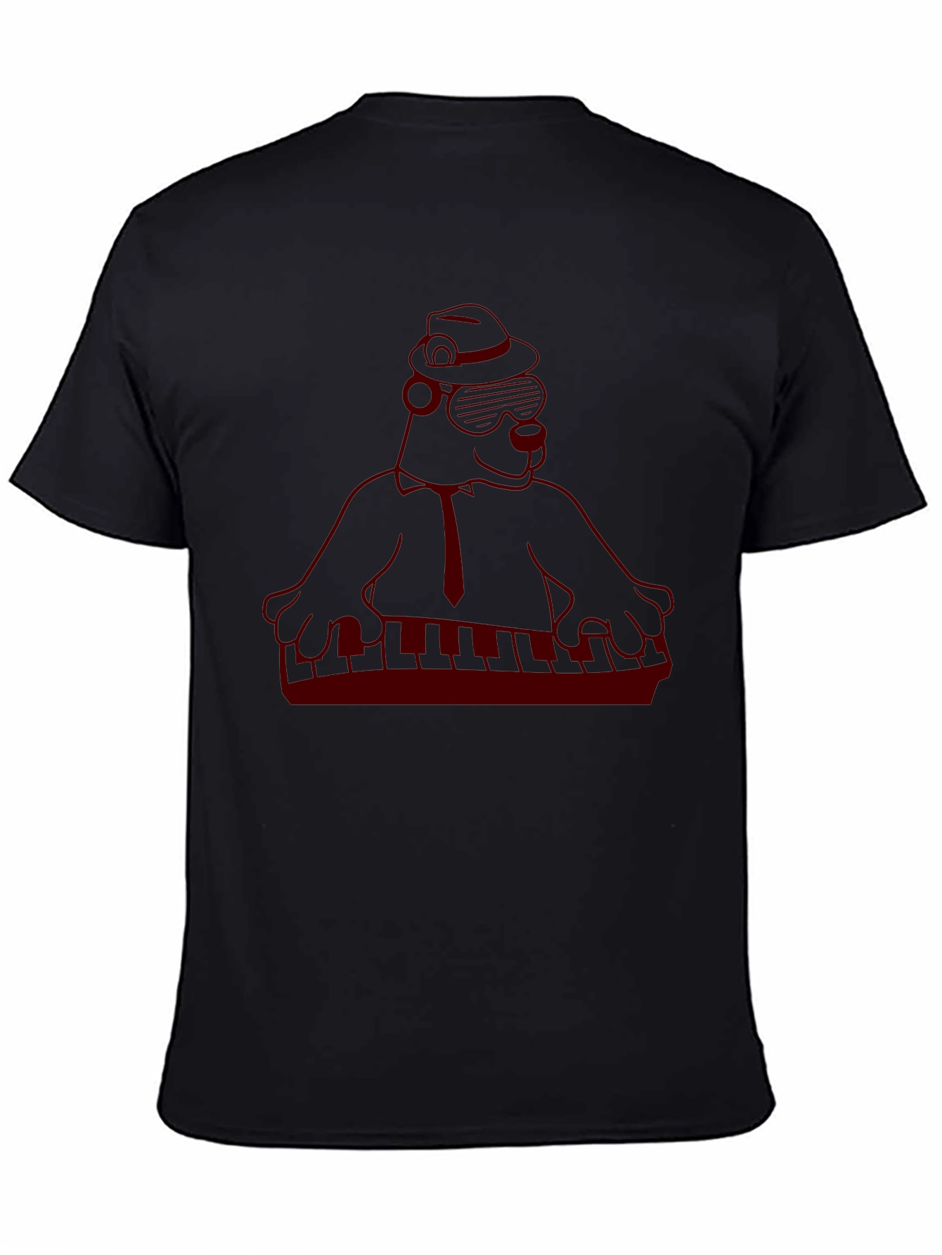 Cool Cartoon Gorilla Musician Black T-Shirt