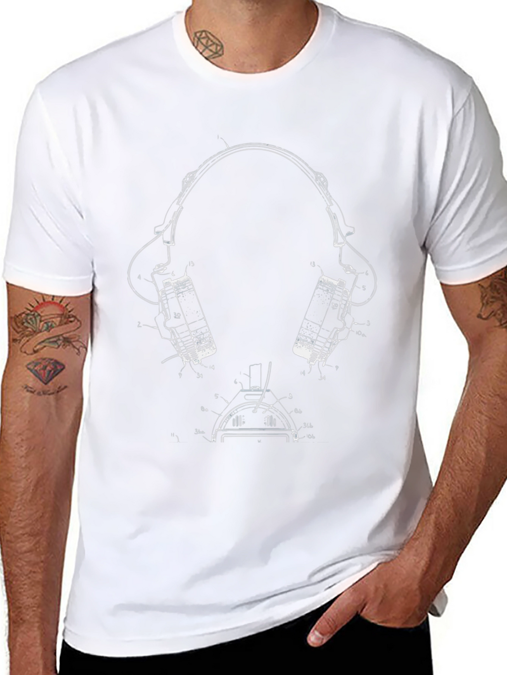 Headphones Blueprint T-Shirt