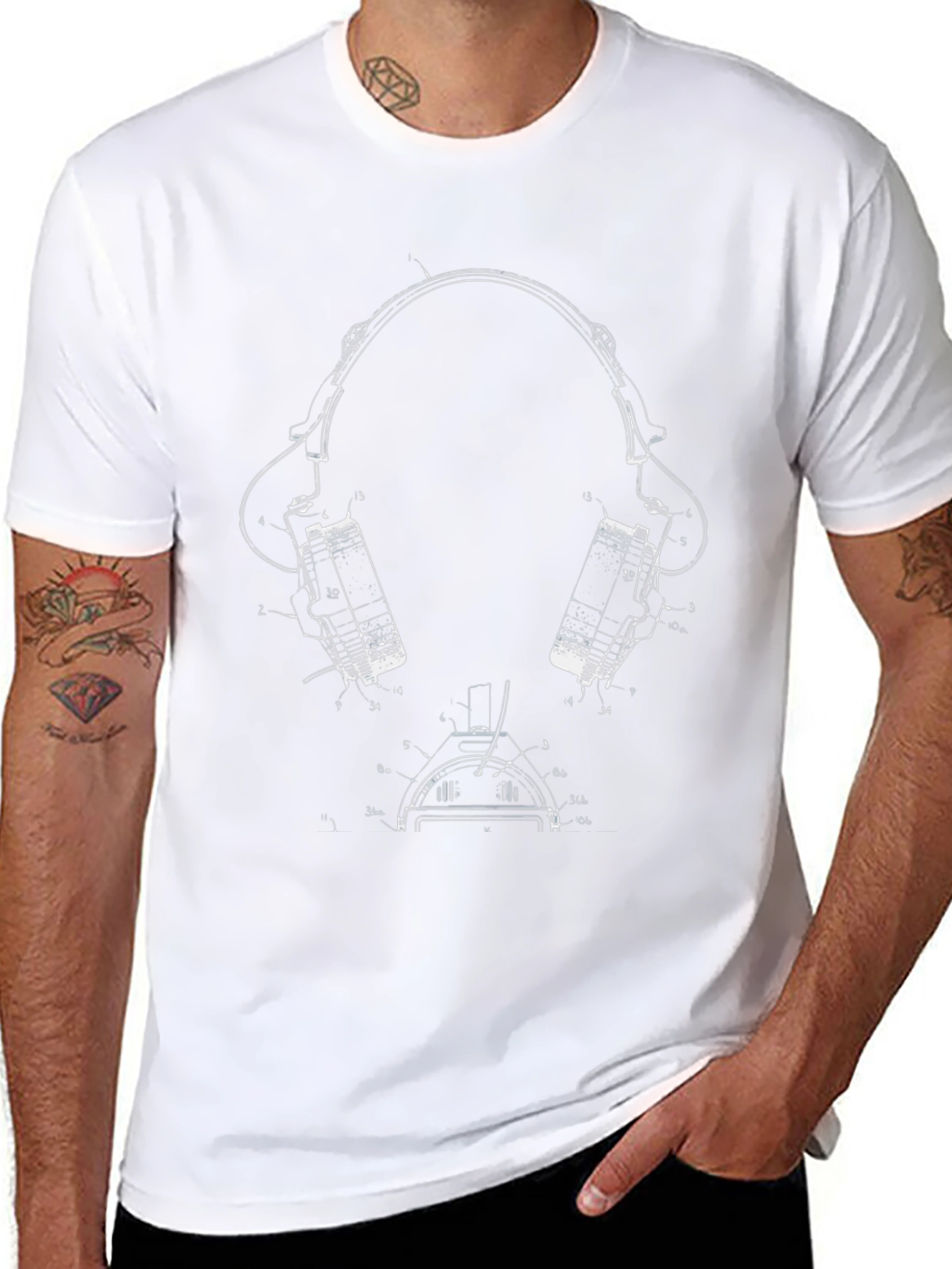 Headphones Blueprint T-Shirt