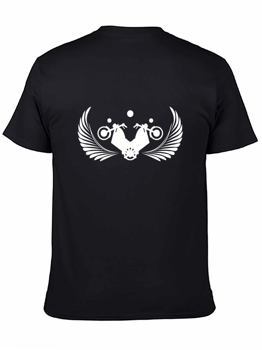 Mens Black T-Shirt with White Motorcycle Graphic