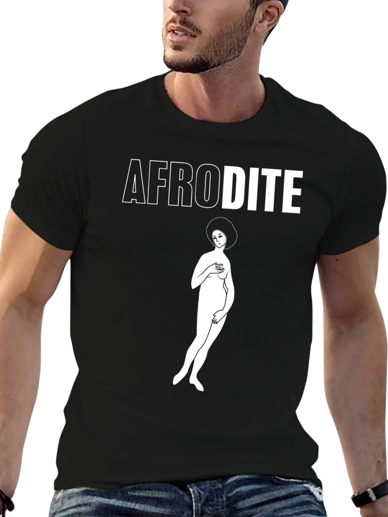 Afrodite Graphic Tee - Black Cotton Unisex Shirt