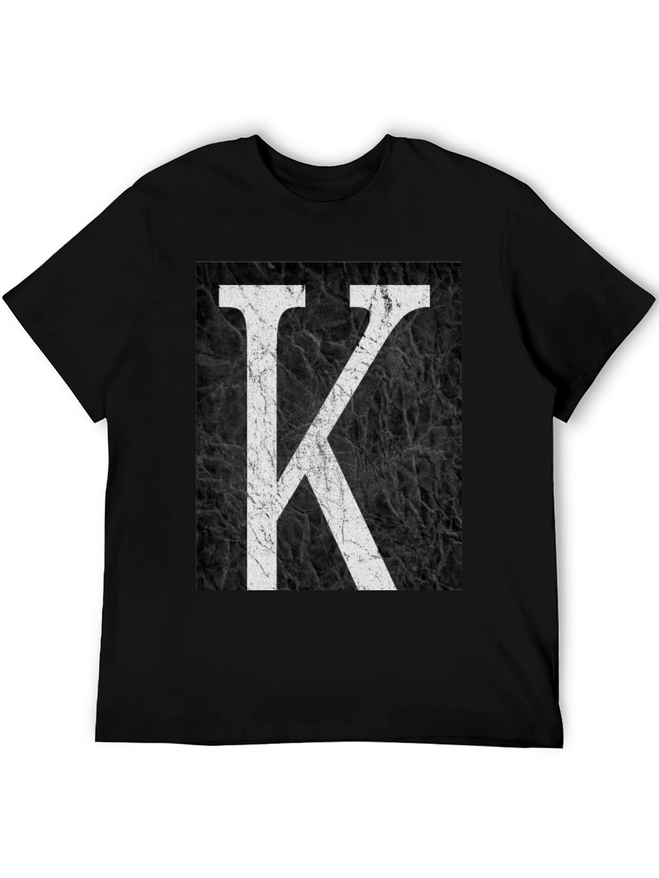 Letter K Graphic Print Black T-Shirt