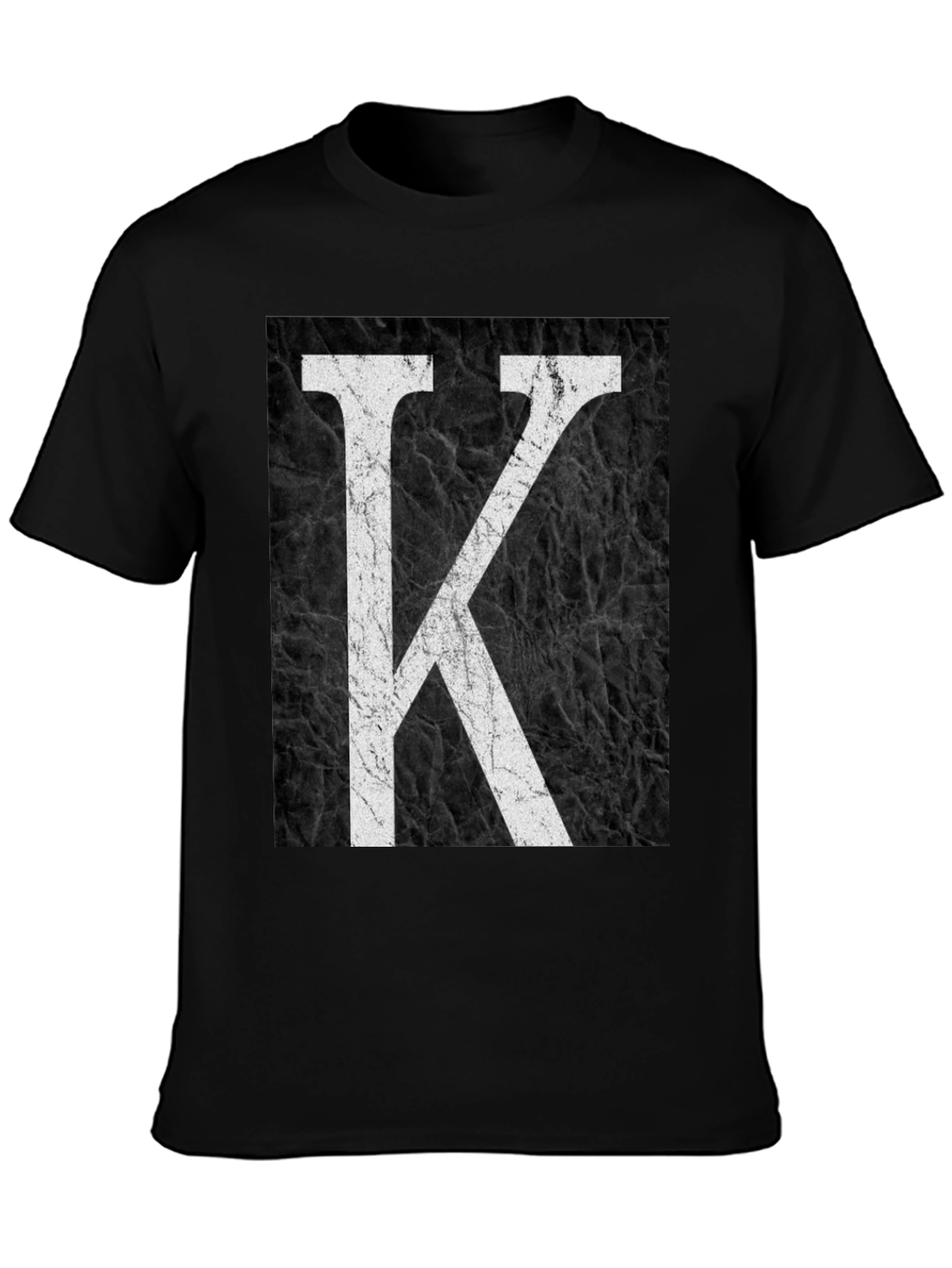 Letter K Graphic Print Black T-Shirt