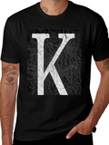 Letter K Graphic Print Black T-Shirt