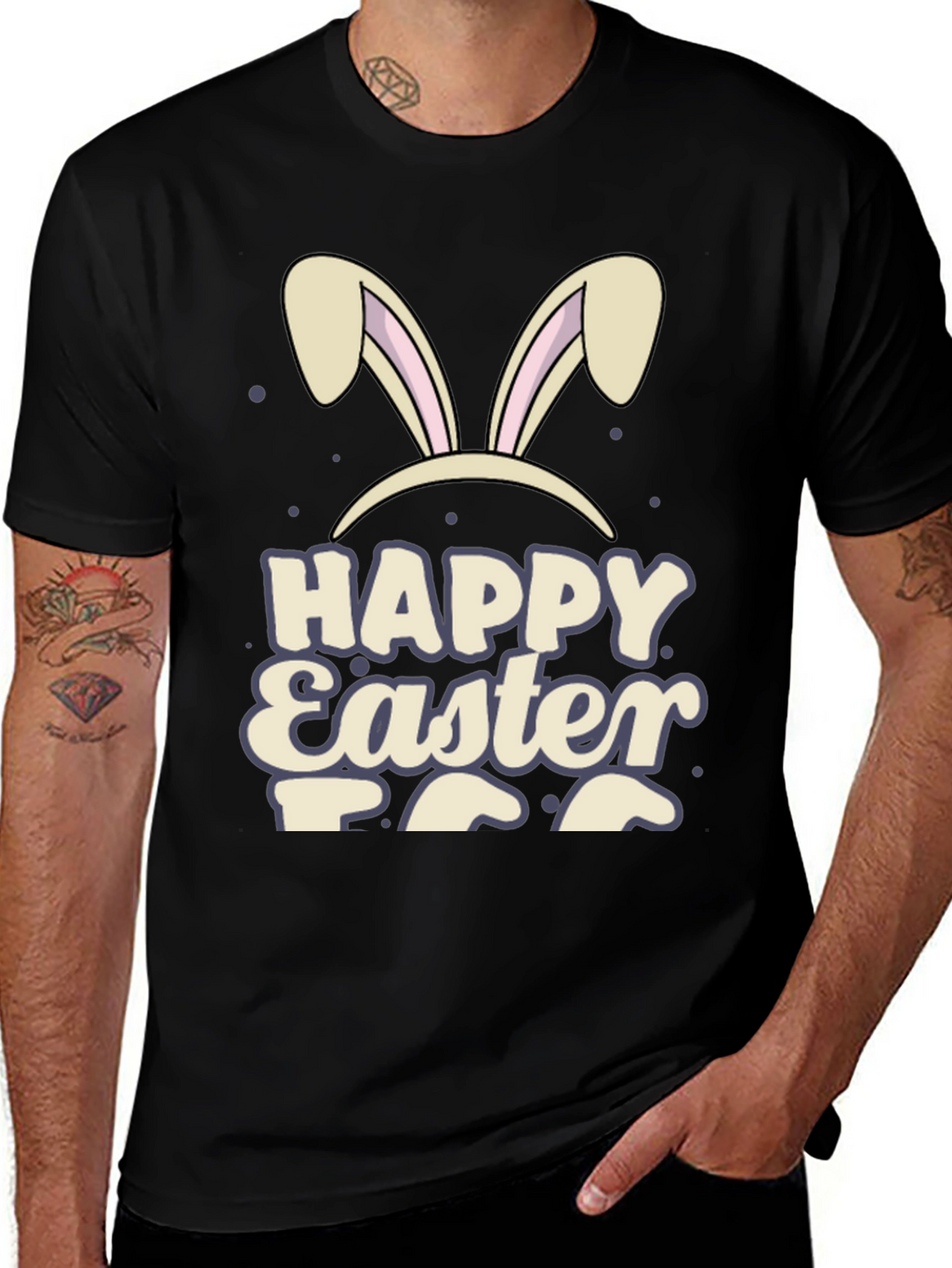 Happy Easter Bunny Ears Graphic T-Shirt