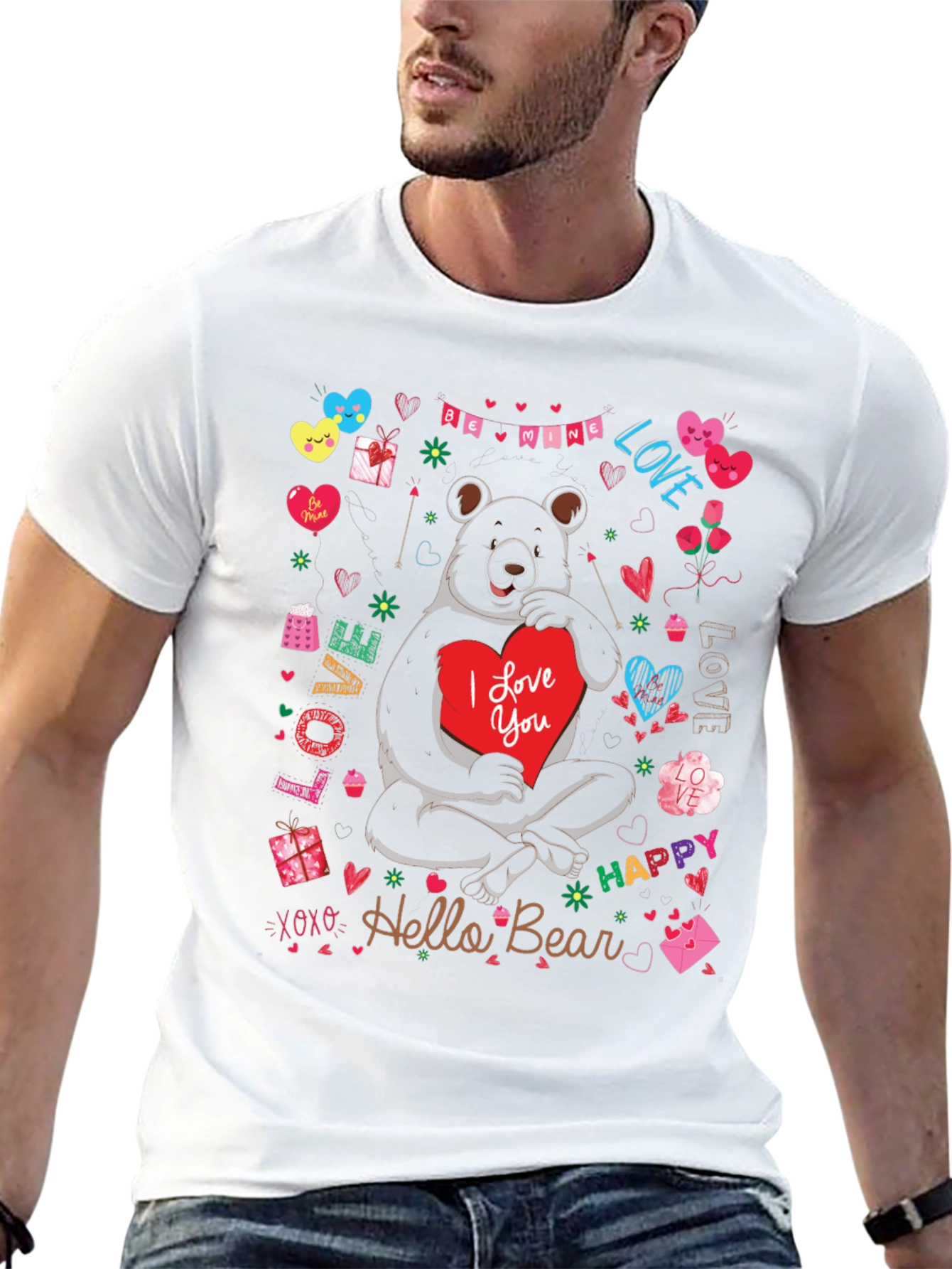 Valentines Day Bear Graphic Tee - Hello Bear!