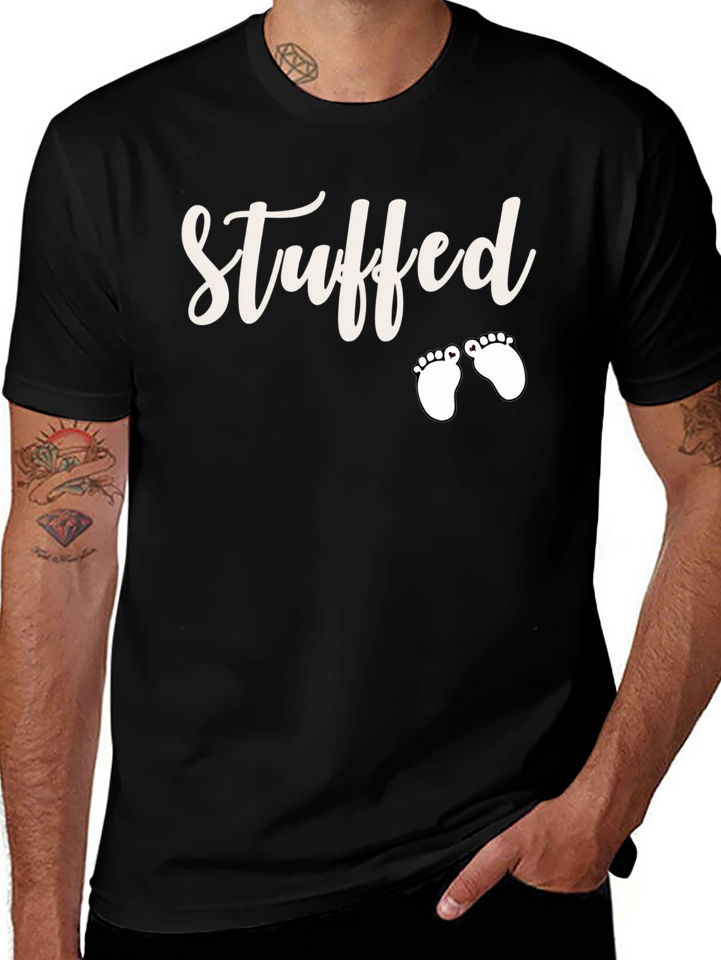 Stuffed Baby Feet T-Shirt Funny Pregnancy Announcement Tee
