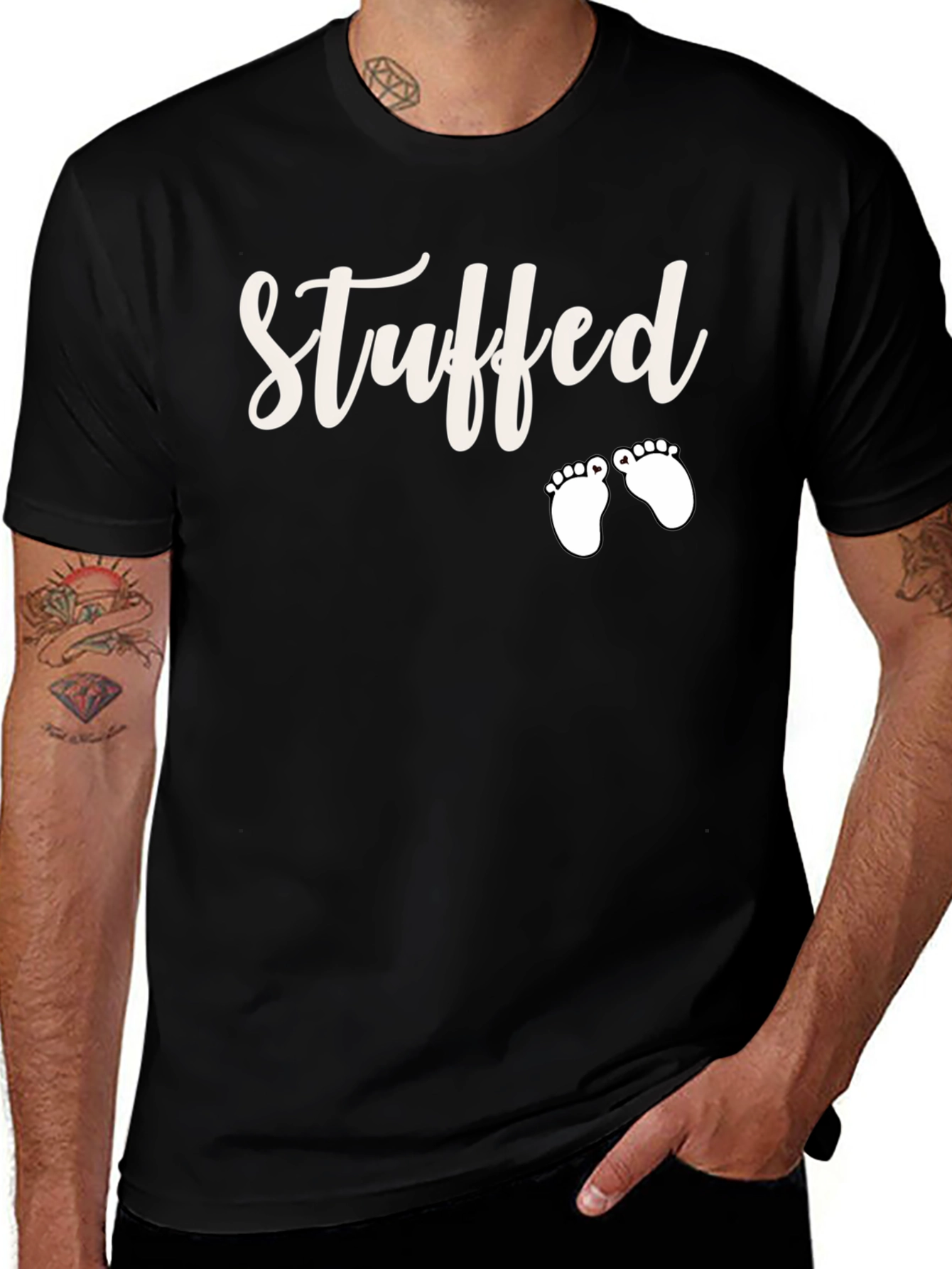 Stuffed Baby Feet T-Shirt Funny Pregnancy Announcement Tee