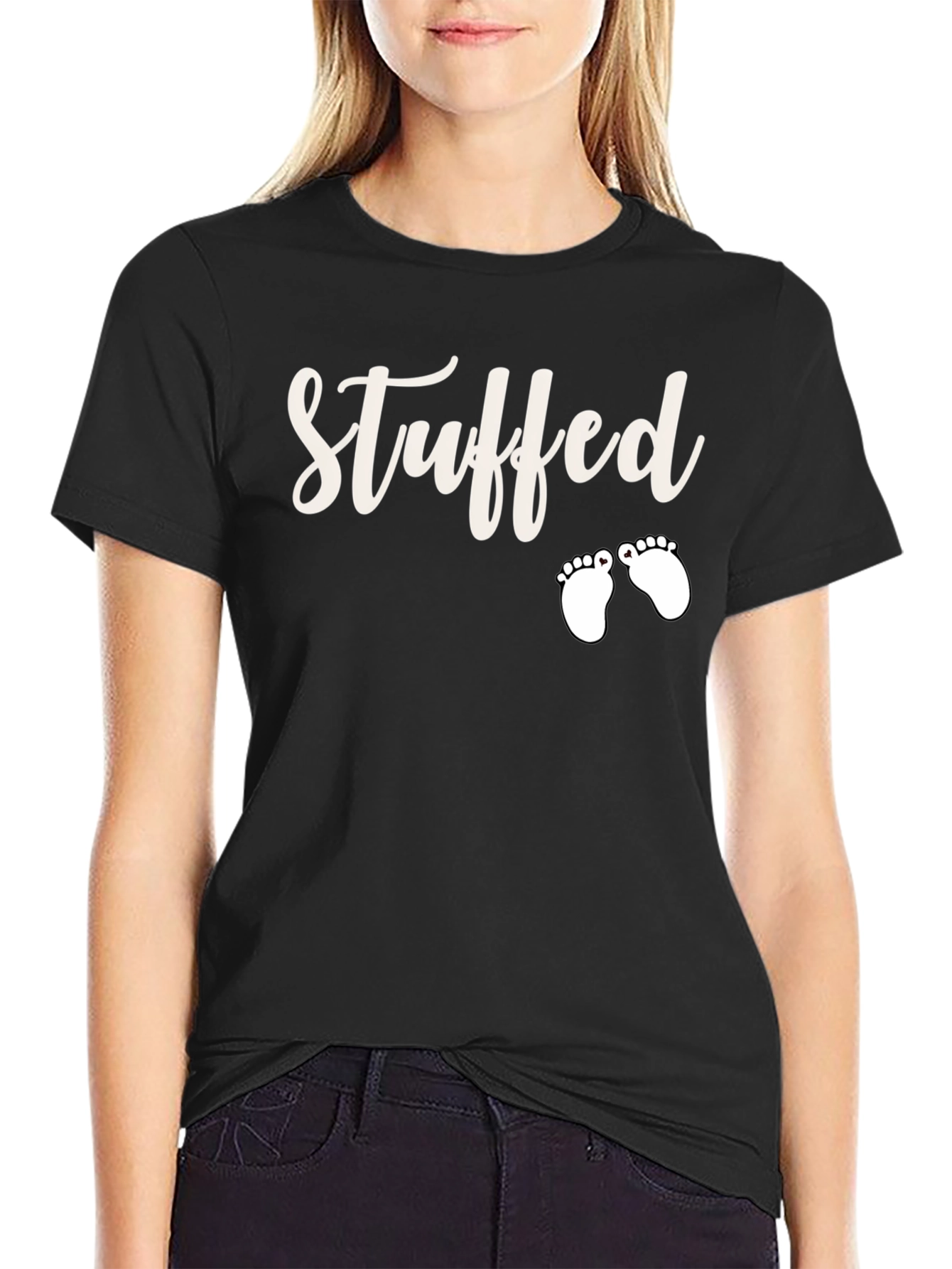 Stuffed Baby Feet T-Shirt Funny Pregnancy Announcement Tee