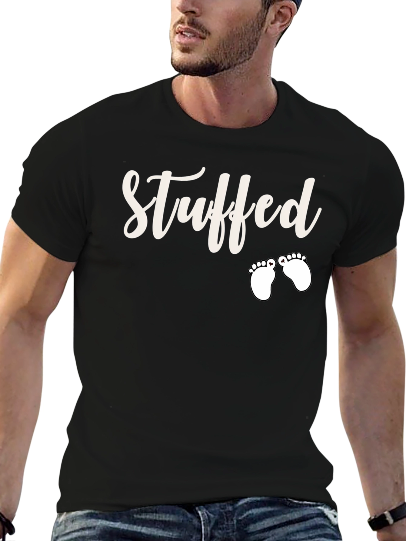 Stuffed Baby Feet T-Shirt Funny Pregnancy Announcement Tee