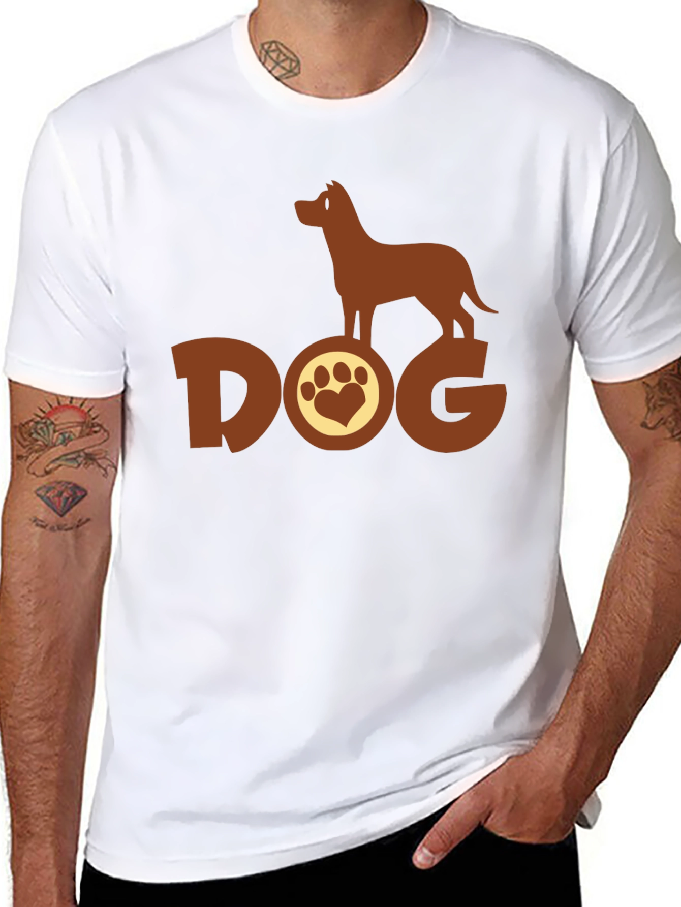 Dog Lover T-Shirt - Brown Paw Print Design