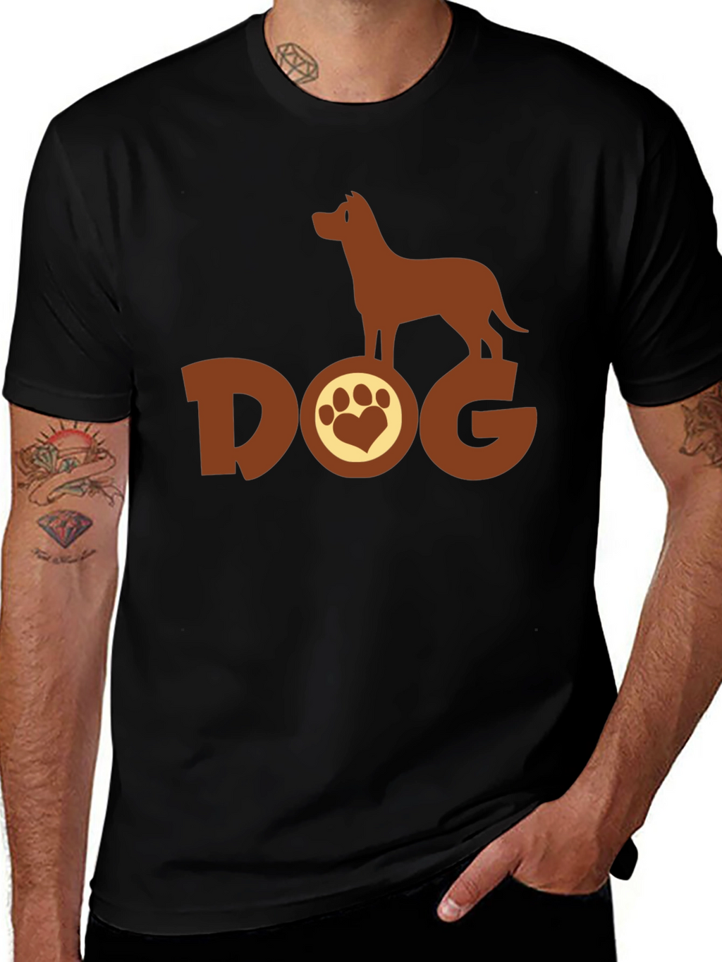 Dog Lover T-Shirt - Brown Paw Print Design