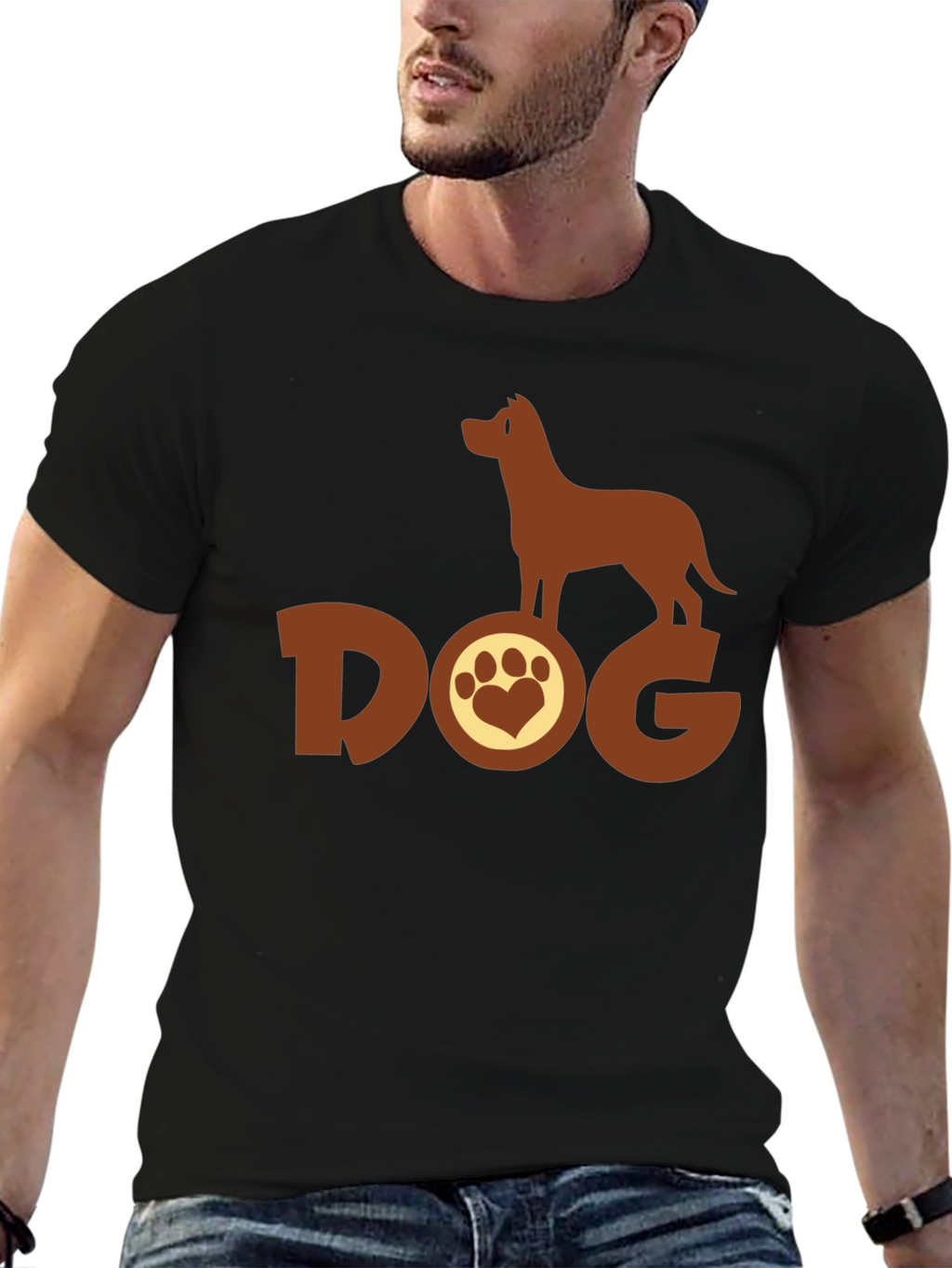 Dog Lover T-Shirt - Brown Paw Print Design