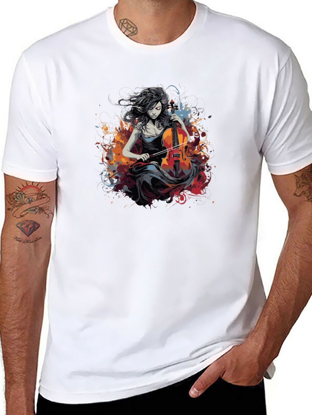 Cello Musician Graphic Tee - Unisex Black T-Shirt