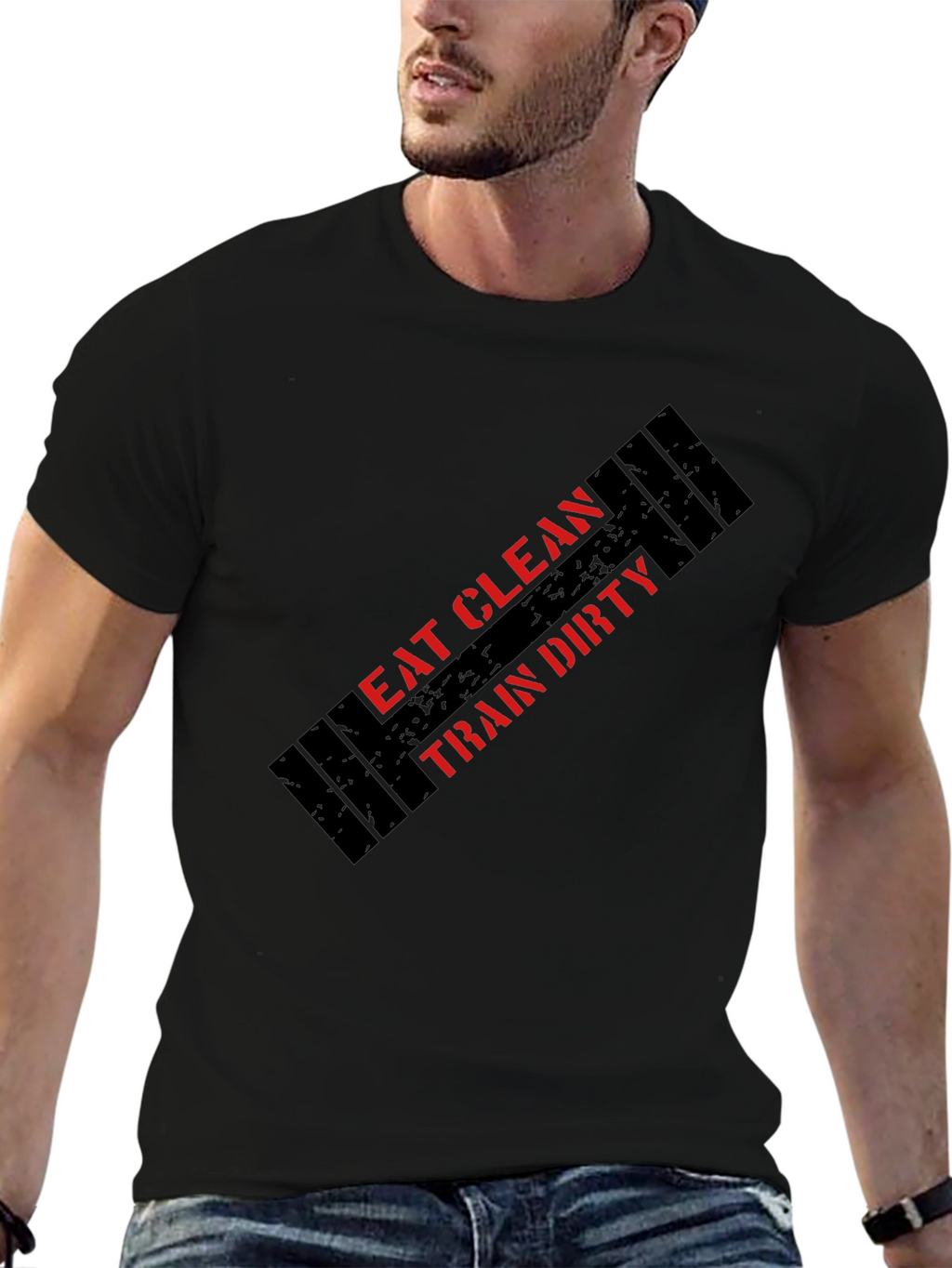 Eat Clean Train Dirty Black Graphic T-Shirt