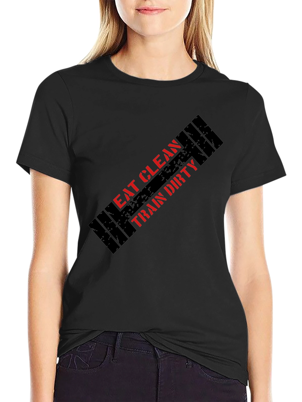 Eat Clean Train Dirty Black Graphic T-Shirt