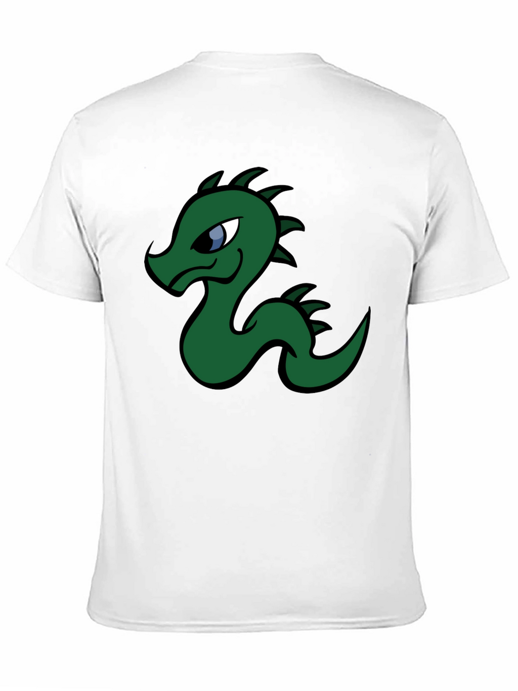 Cartoon Dragon Graphic Tee - Black Cotton T-Shirt