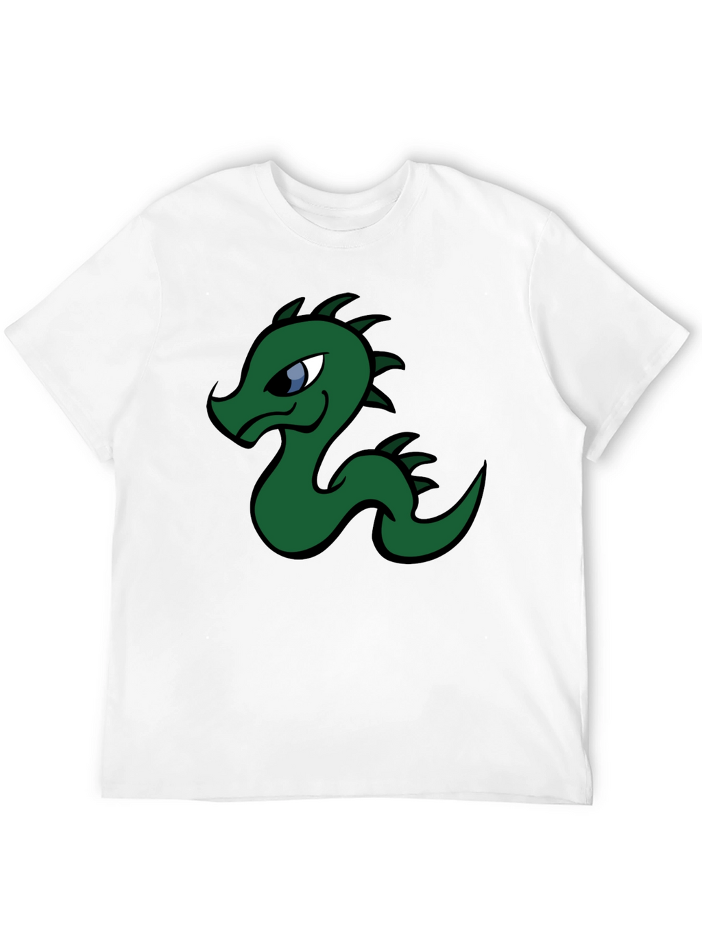 Cartoon Dragon Graphic Tee - Black Cotton T-Shirt