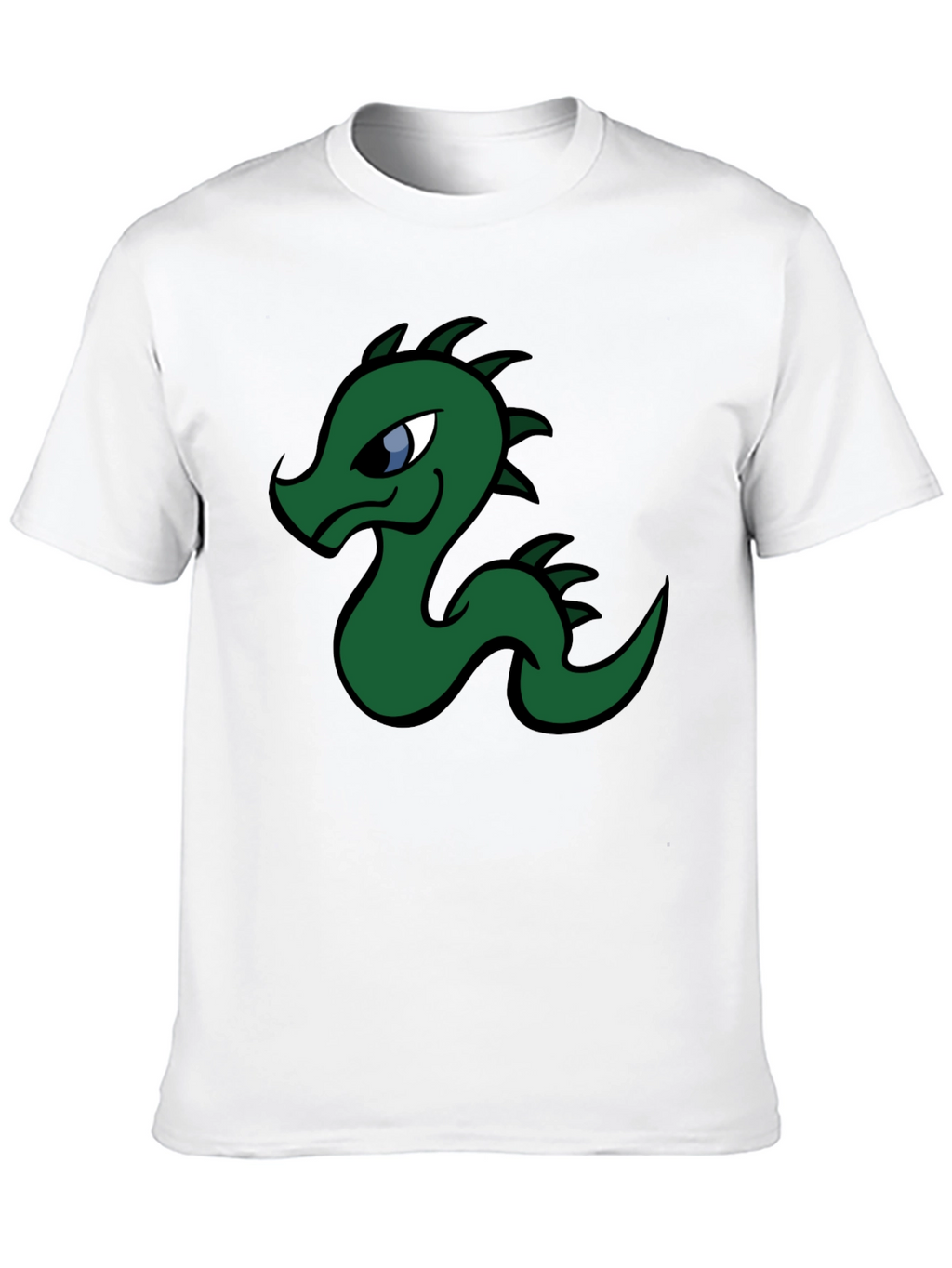 Cartoon Dragon Graphic Tee - Black Cotton T-Shirt