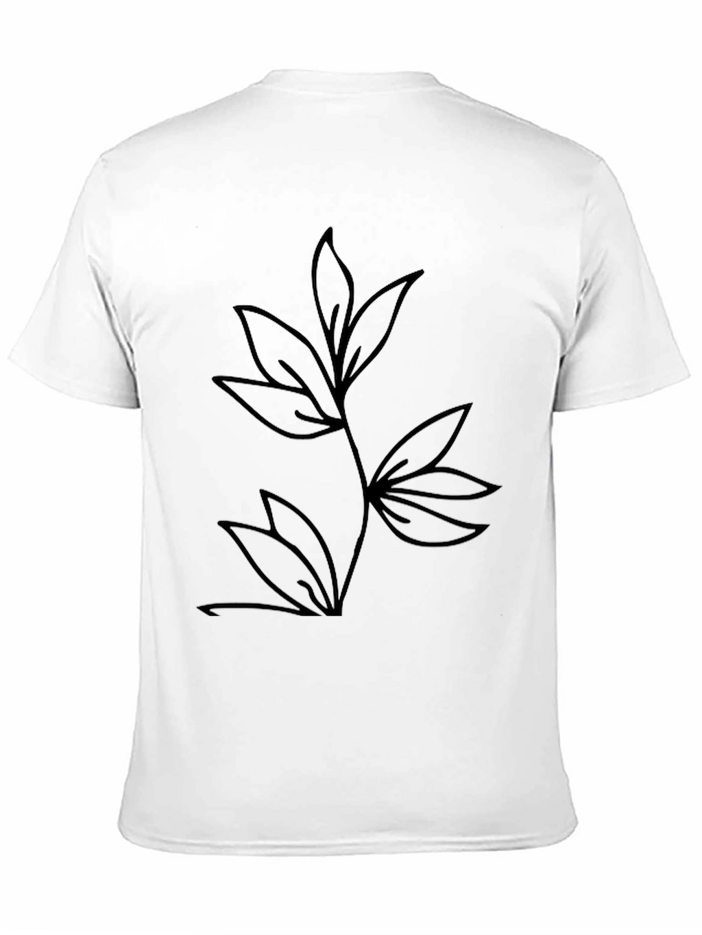 Minimalist Leaf Design Black T-Shirt