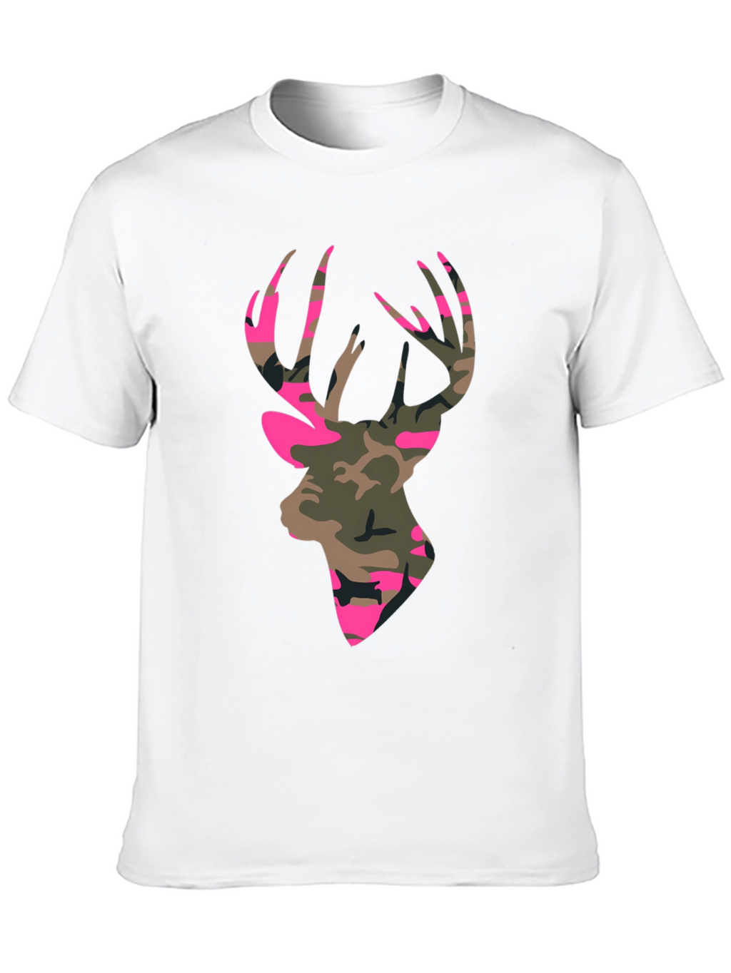 Camo Deer Head Graphic Tee - Mens Black T-Shirt