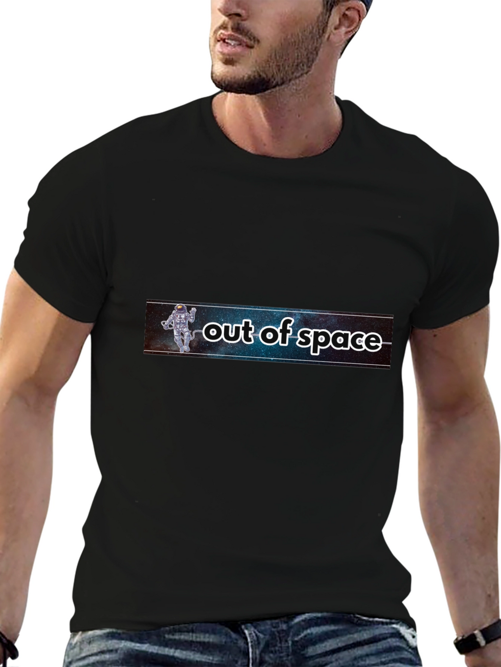 Out of Space Graphic Tee - Black Astronaut Design