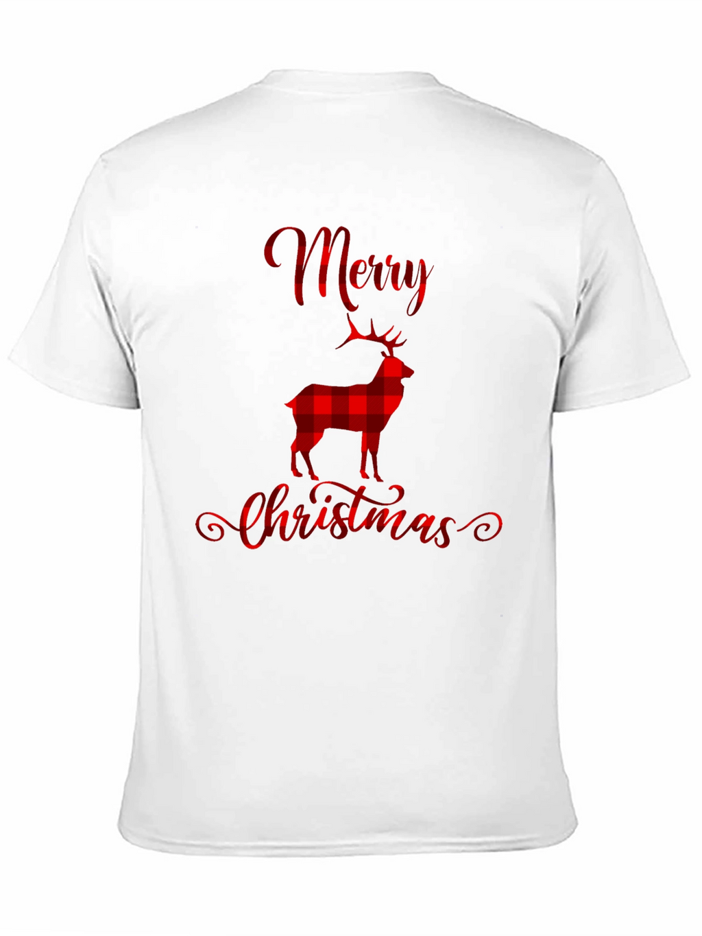 Merry Christmas Plaid Deer Graphic T-Shirt