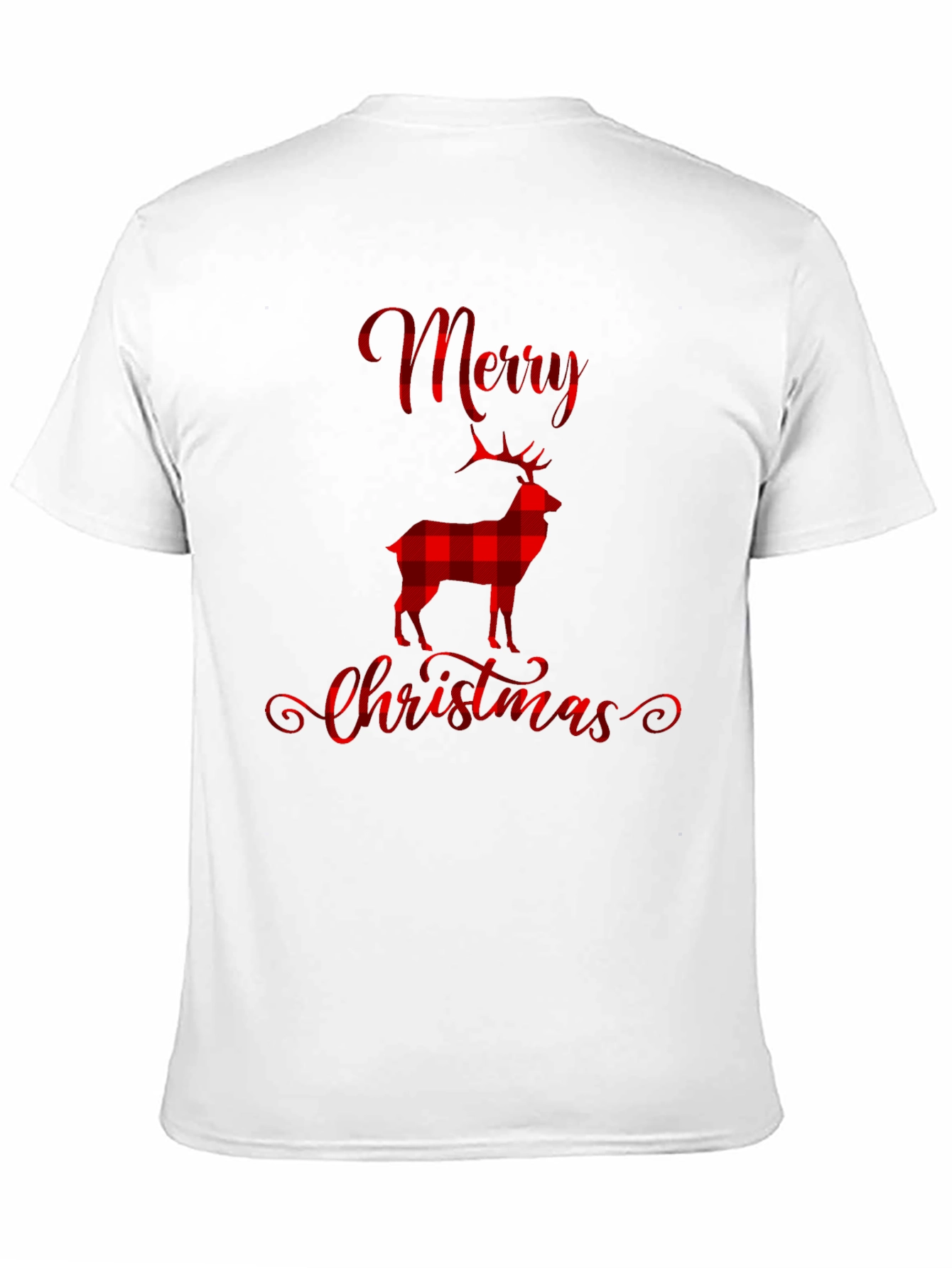 Merry Christmas Plaid Deer Graphic T-Shirt