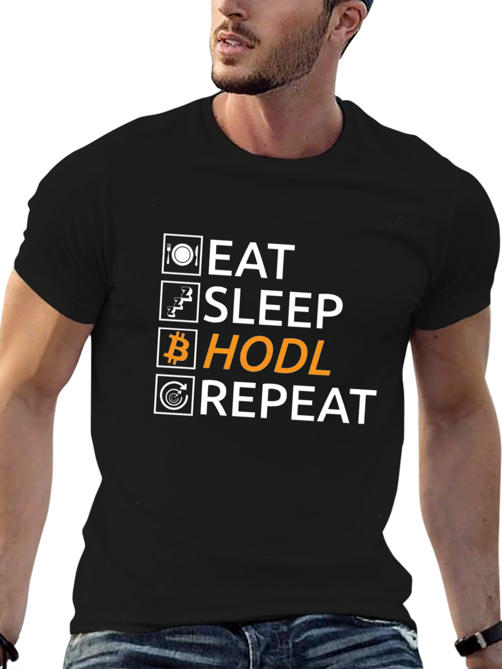 Eat Sleep Hodl Repeat T-Shirt Crypto Bitcoin Gift