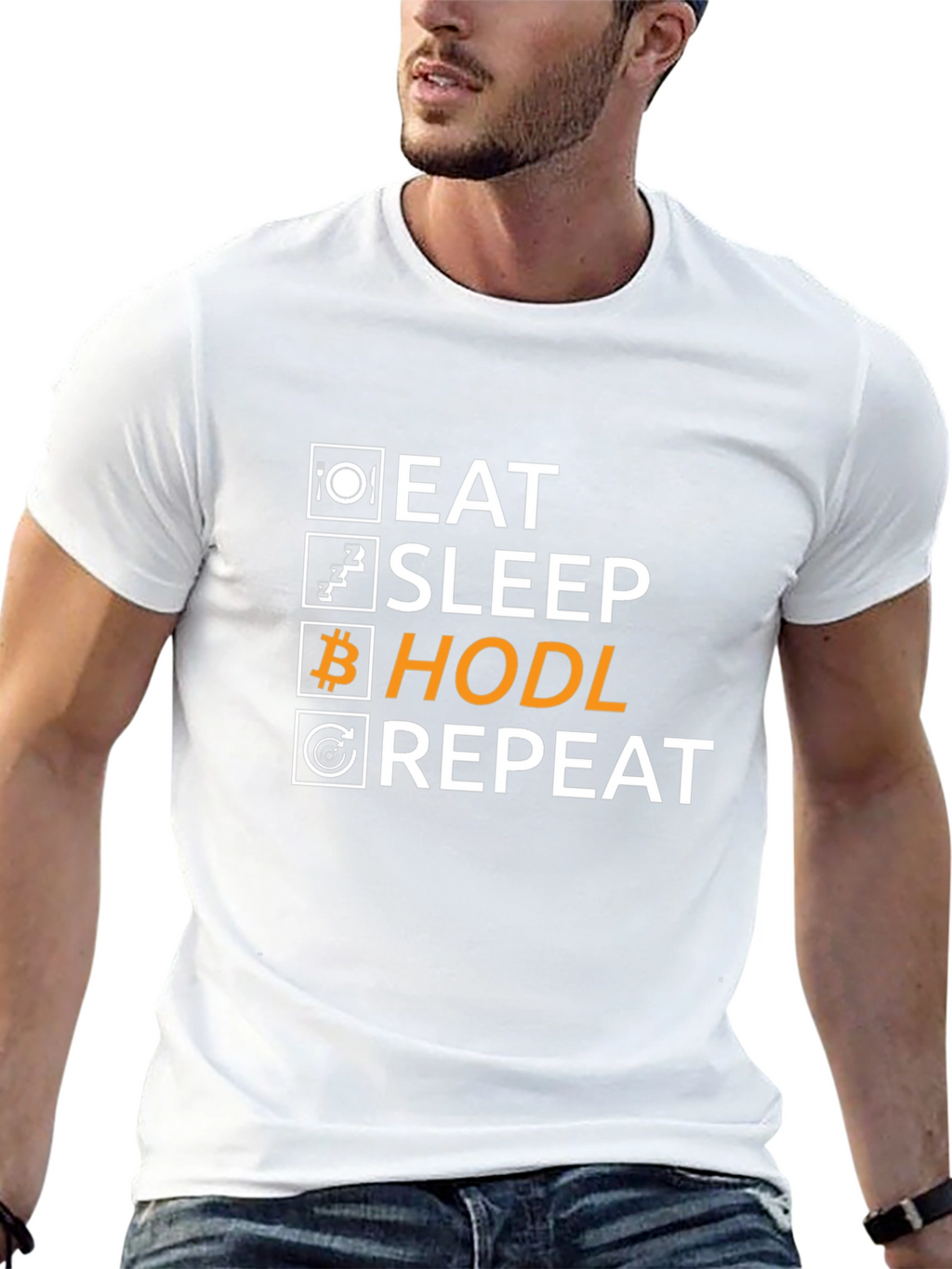Eat Sleep Hodl Repeat T-Shirt Crypto Bitcoin Gift