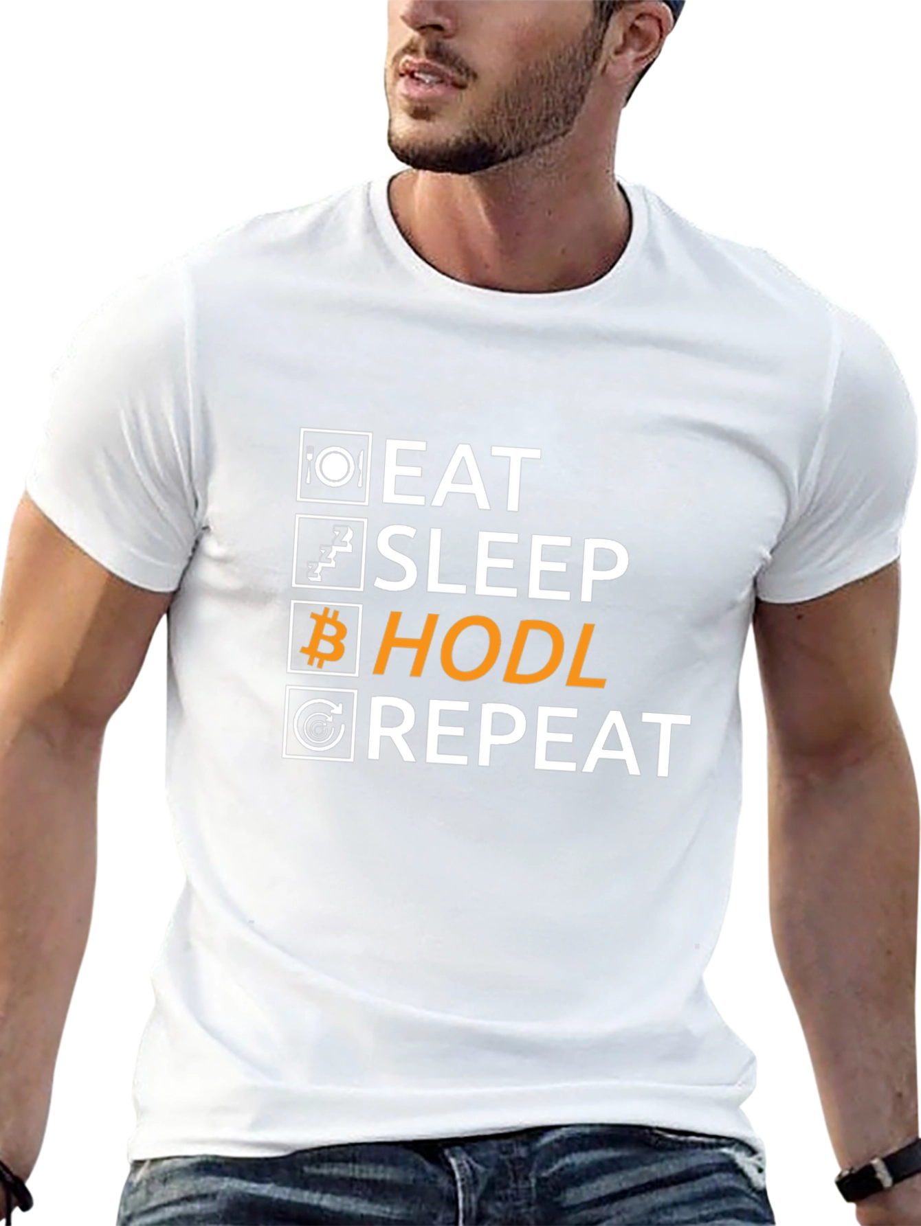Eat Sleep Hodl Repeat T-Shirt Crypto Bitcoin Gift