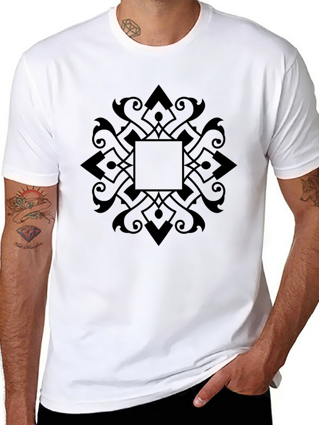 Black Graphic Tee - Geometric Mandala