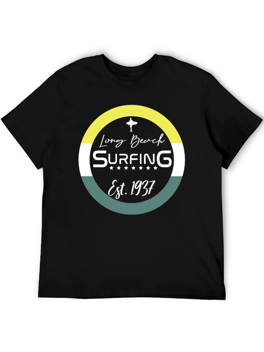 Long Beach Surfing Est. 1937 Black Graphic Tee