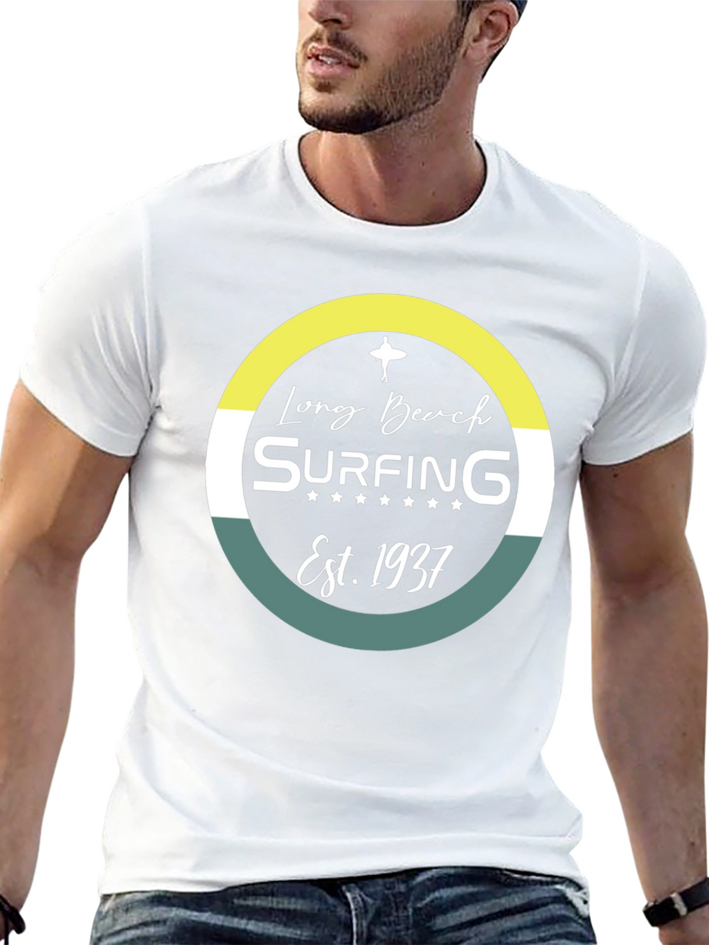 Long Beach Surfing Est. 1937 Black Graphic Tee