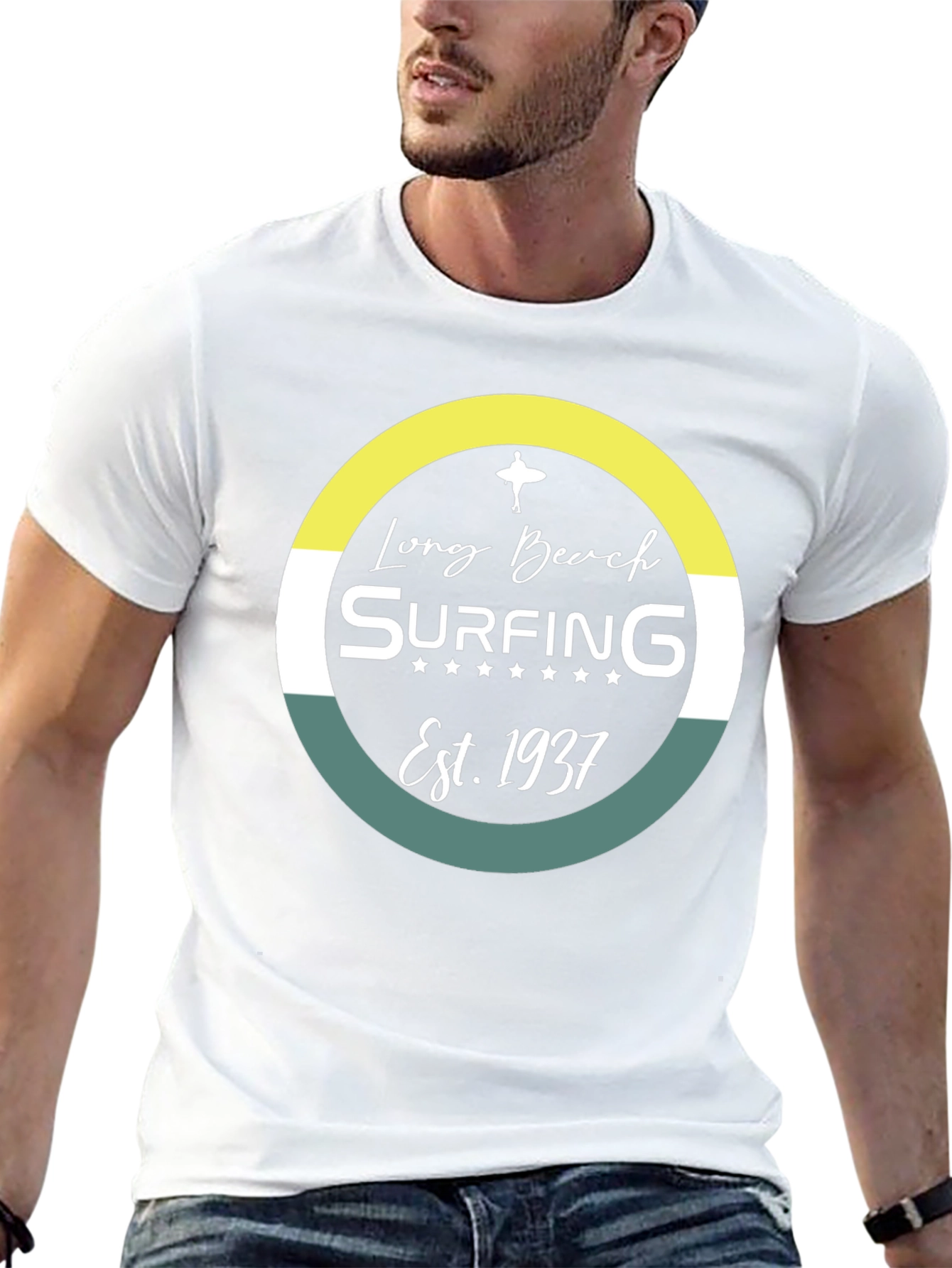 Long Beach Surfing Est. 1937 Black Graphic Tee