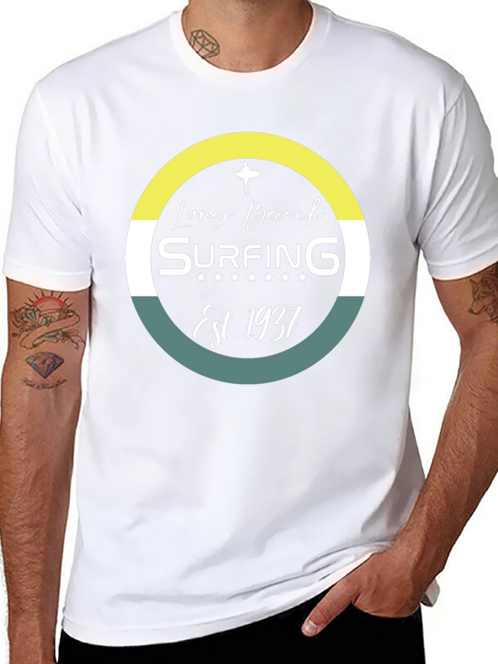 Long Beach Surfing Est. 1937 Black Graphic Tee