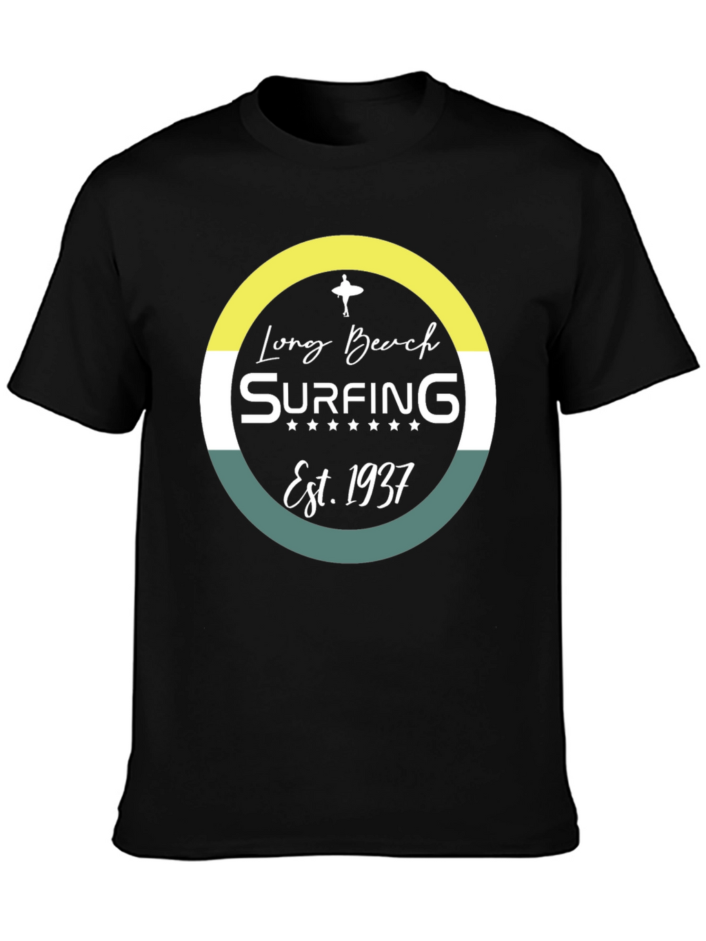 Long Beach Surfing Est. 1937 Black Graphic Tee