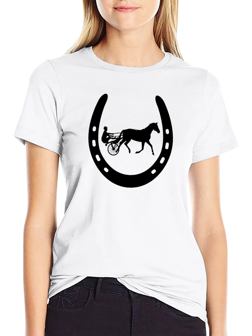 Black Horseshoe Harness Racing T-Shirt
