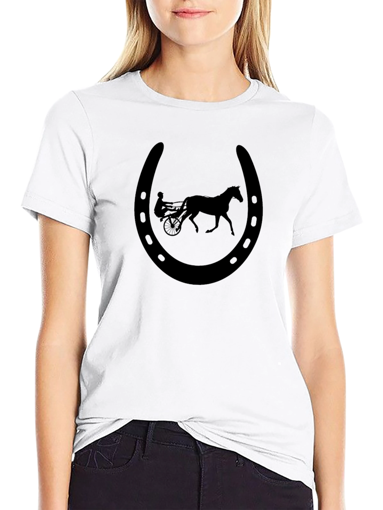 Black Horseshoe Harness Racing T-Shirt