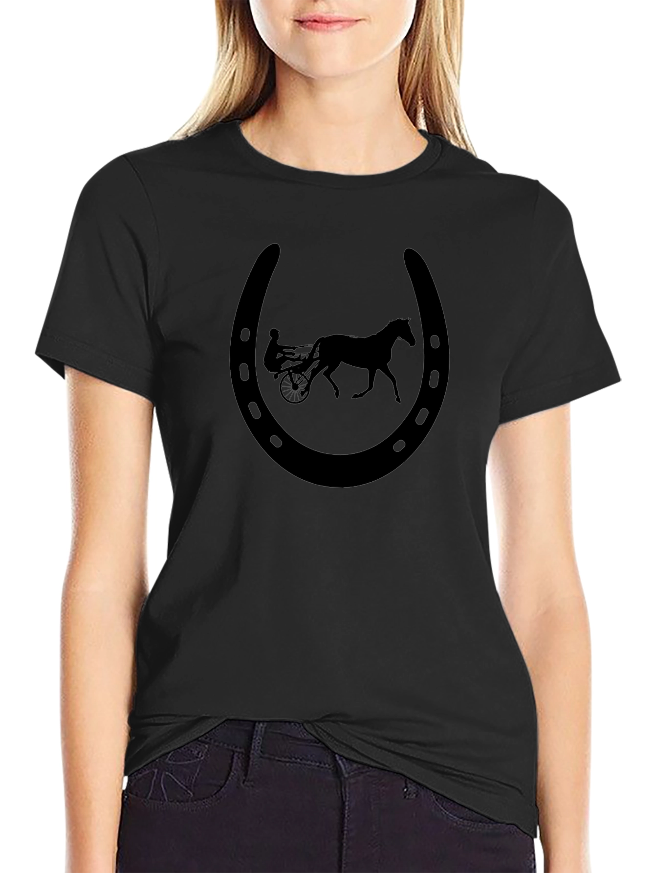Black Horseshoe Harness Racing T-Shirt