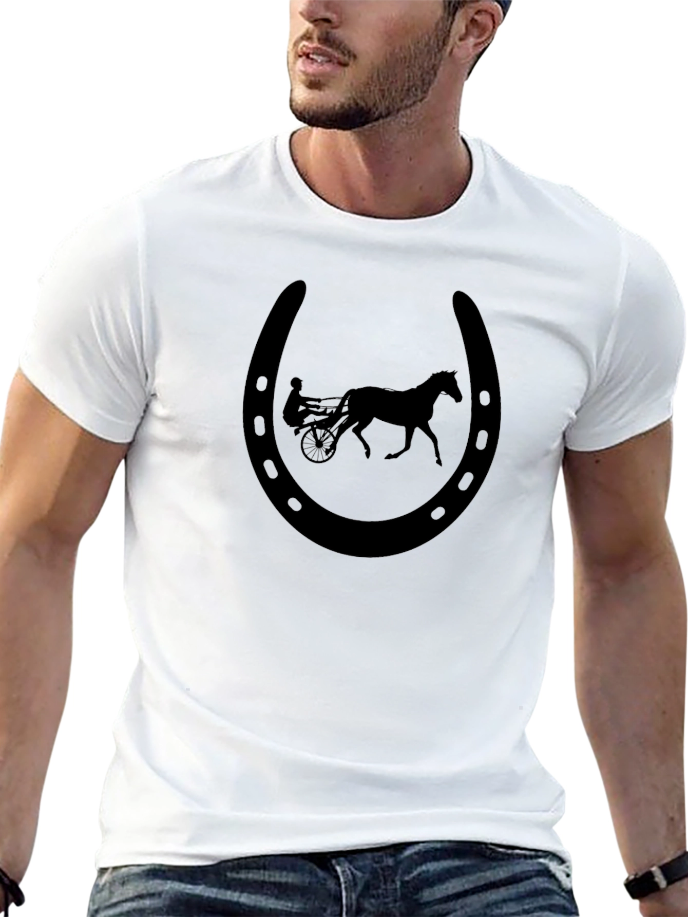 Black Horseshoe Harness Racing T-Shirt
