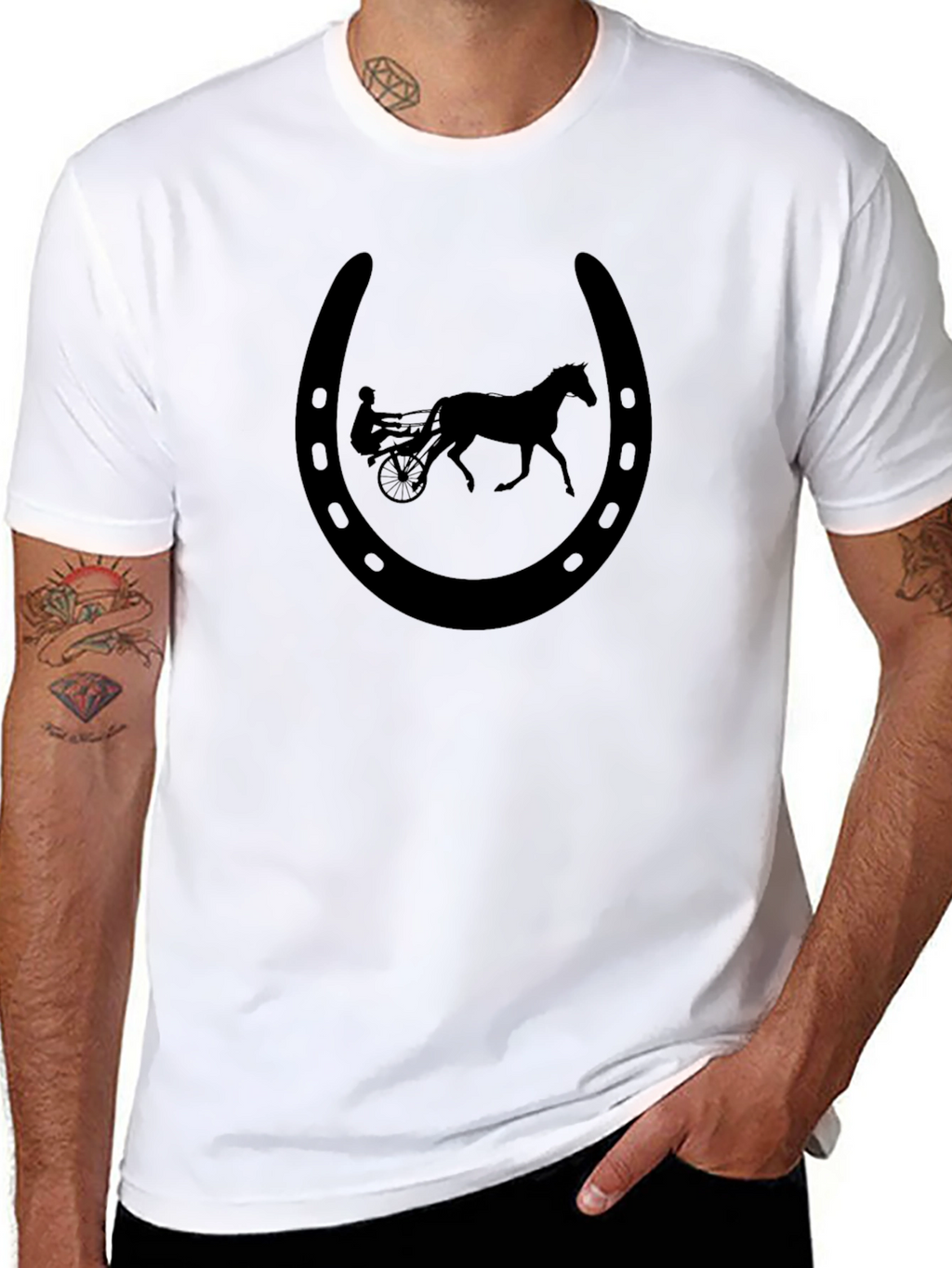 Black Horseshoe Harness Racing T-Shirt