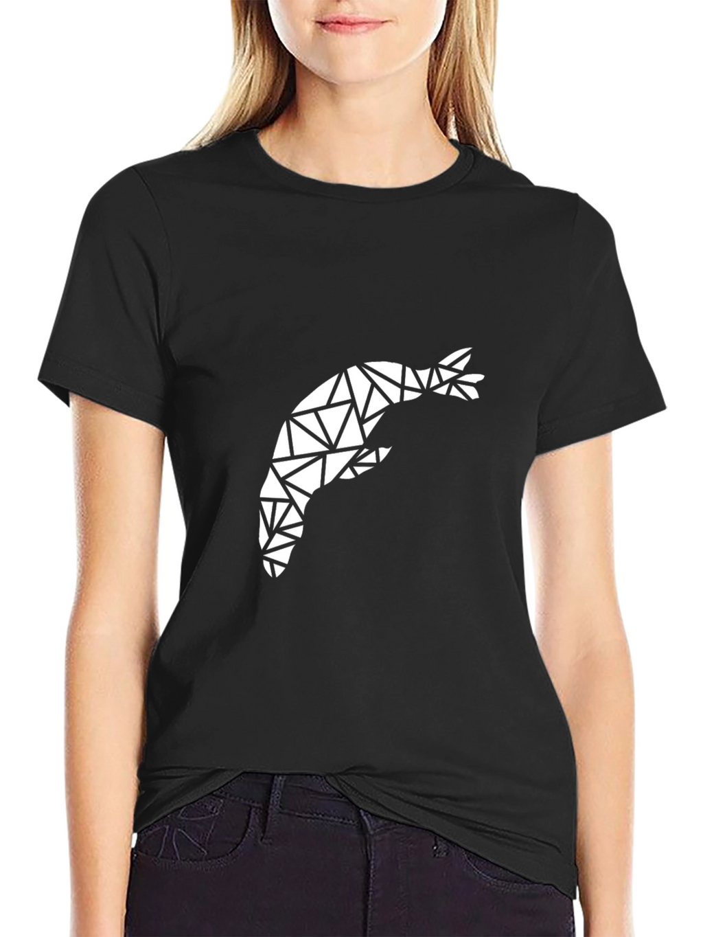 Geometric Shrimp Graphic Tee - Black