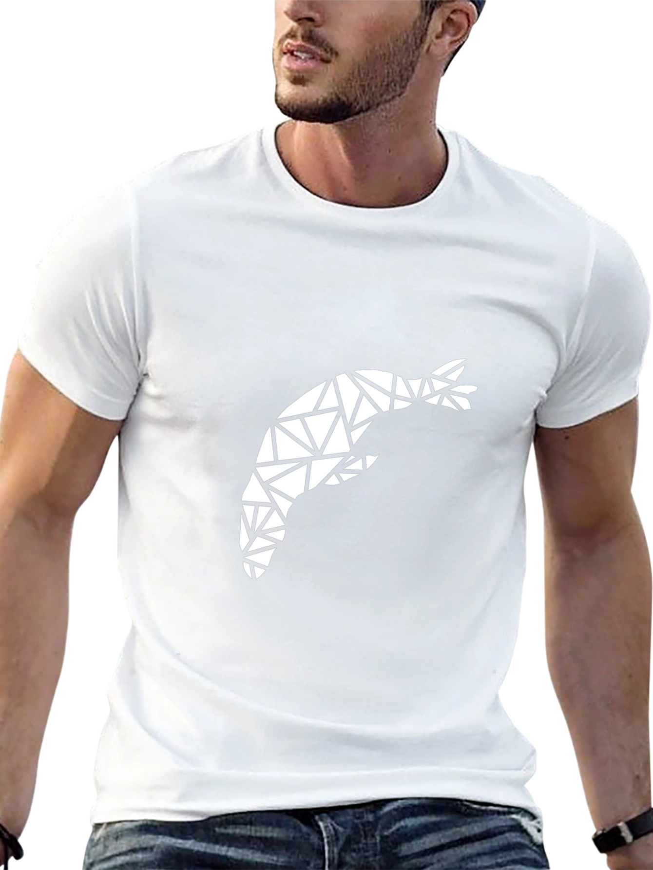Geometric Shrimp Graphic Tee - Black