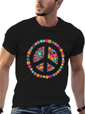 Floral Peace Sign Graphic T-Shirt